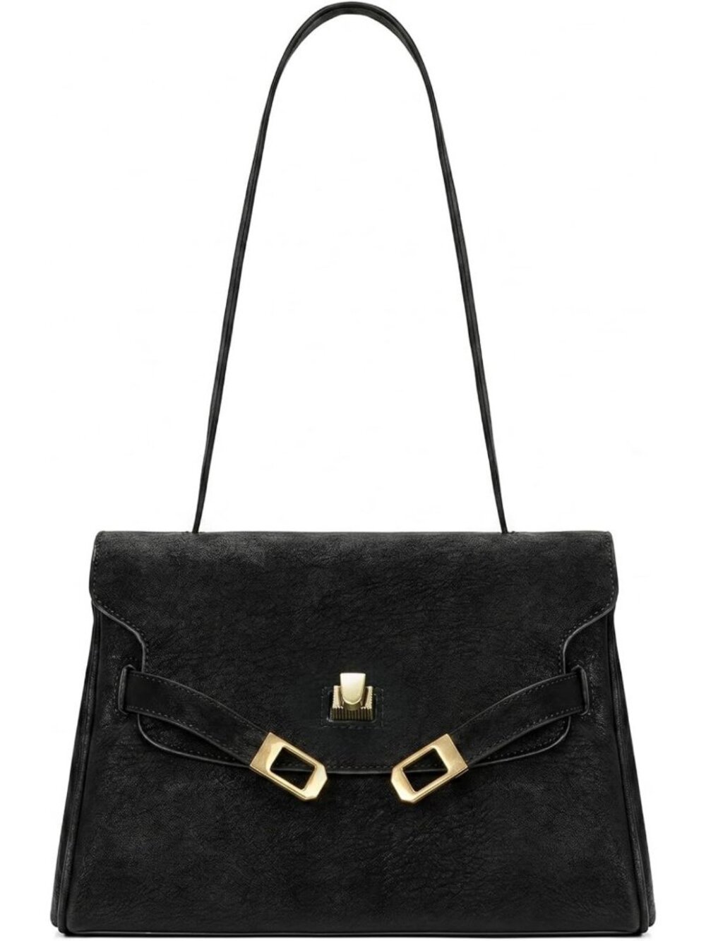 Chic Suede Crossbody Shoulder Bag for Women, Vintage Flap Purse with Gold Lock